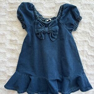 Denim Blue Dress with Bow Detal